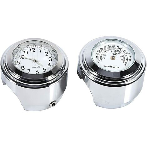 Orologio da manubrio per moto, orologio digitale da manubrio da moto impermeabile da 7/8" e termometro per la temperatura bianco