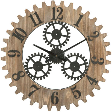 Orologio da Muro Ingranaggio Plus Ø60x4 cm in Ferro e MDF Nero