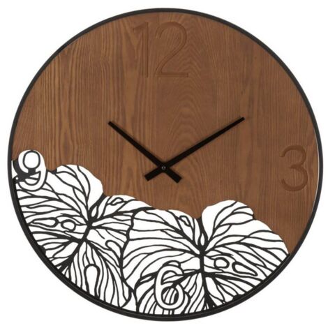 Orologio da Muro Legno/Foglia diam 60 cm - WOOD/LEAF