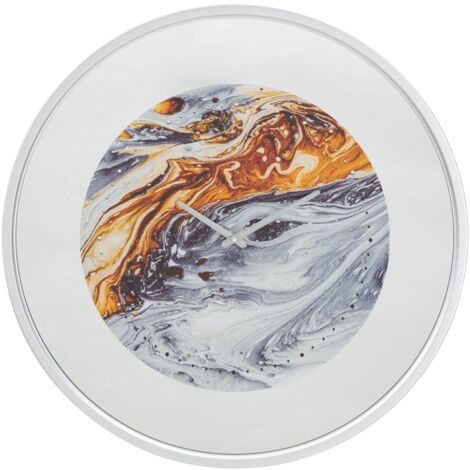Orologio da Muro Mirror Grey Ø60x5 cm in Ferro MDF e Vetro Multicolor