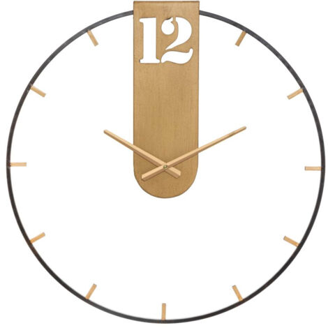 Orologio da Muro Oroy Ø60x4,5 cm in Ferro Oro e Nero