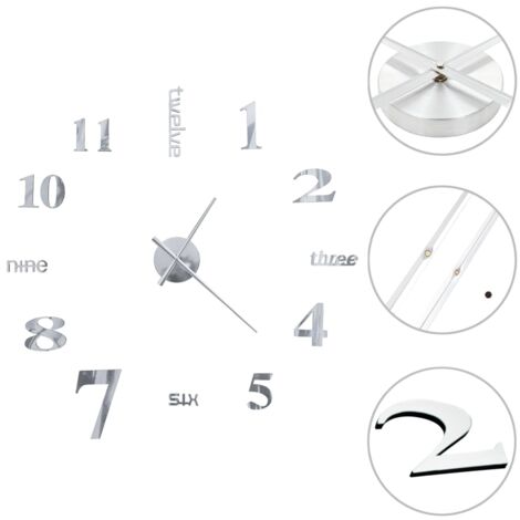 Orologio da Parete 3D Design Moderno 100 cm XXL Argento DEC022267