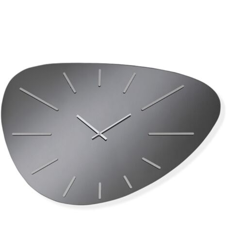 Orologio da parete 58x78 cm in cristallo Fume' e dettagli Argento GARY
