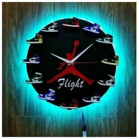 Orologio da parete AJ1-12 da 30 cm per la casa, orologio con quadrante per l'arredamento della casa, soggiorno, camera da letto, ufficio, caffetteria, sfondo nero con luce