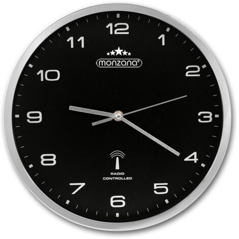Orologio da parete automatico quarzo nero-argento Ø31cm