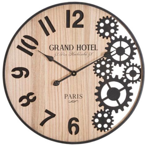 Orologio da parete con ingranaggi in ferro e legno MDF per salotto e cucina