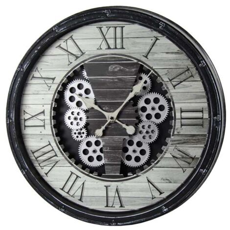 OROLOGIO DA PARETE CON INGRANAGGI IN MOVIMENTO 51X51X9 CM NERO