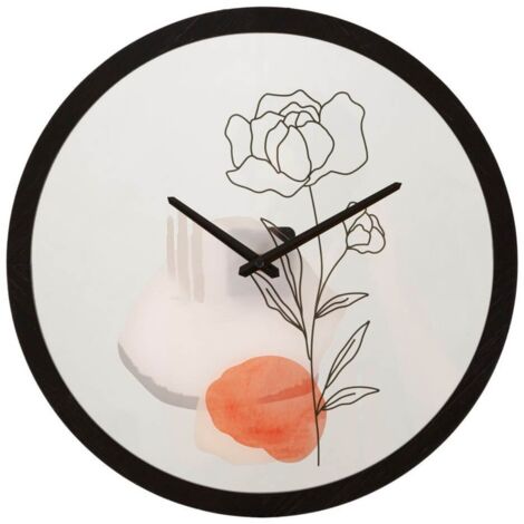 Orologio da parete con rose struttura in ferro e vetro per salotto e cucina -1 rosa