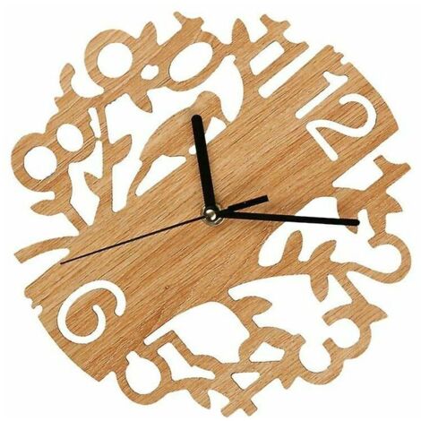 Orologio da parete con uccello in legno Orologio da parete decorativo naturale Decorazioni murali creative con orologio da appendere