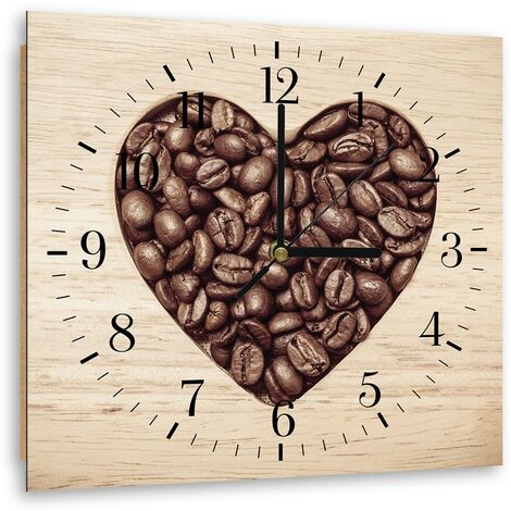 Orologio da parete, Cuore di chicchi di caffà¨ - 40x40