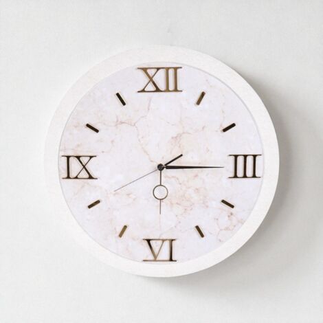 Orologio da parete D 57 cm - Moderno con Effetto Marmo Bianco dettagli oro