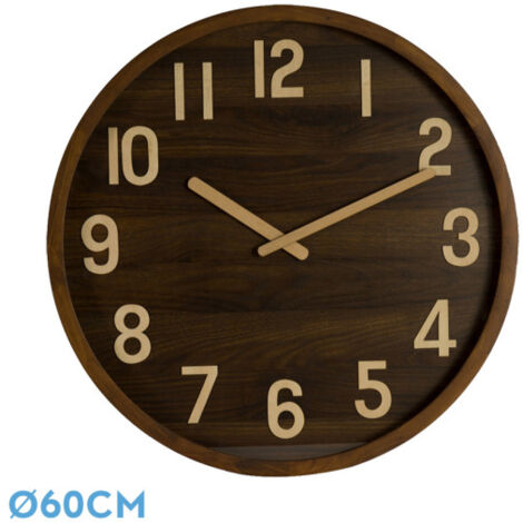 Orologio da parete de BORGOÑA legno scuro 60x60x5 cm movimento continuo