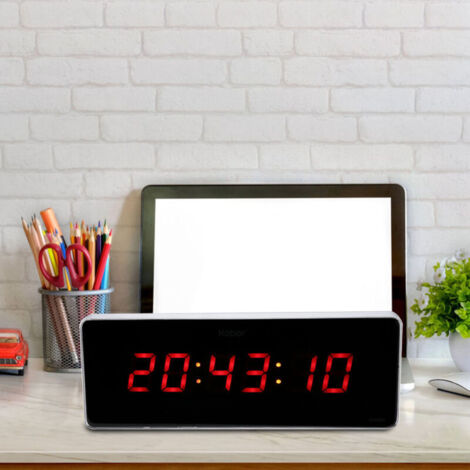Orologio da parete digitale a LED SJLERST in lega di alluminio per ufficio e camera da letto (ore + minuti + secondi)