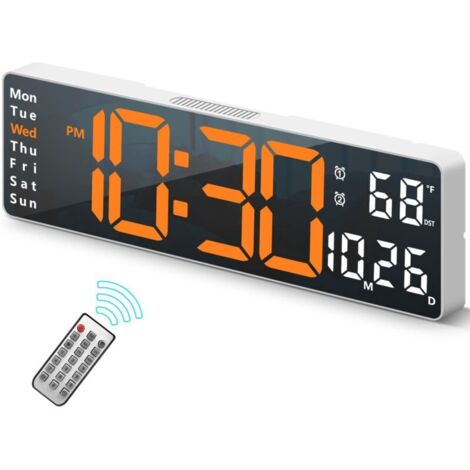 Orologio da parete digitale con grande schermo, orologi da parete da 16,2 pollici, orologio digitale a LED con telecomando per