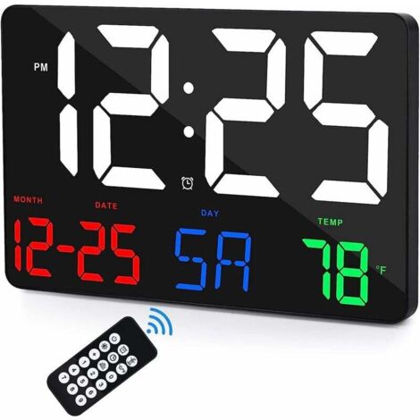 Orologio da parete digitale, sveglia digitale a LED con display da 30 cm, con telecomando, luminosità regolabile, calendario, temperatura, snooze, 12/24 ore, per soggiorno, ufficio, camera da letto, a