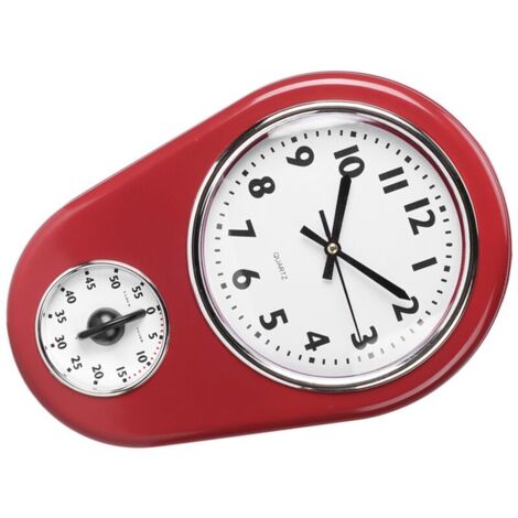Orologio da parete Eosnow rosso a batteria, da appendere in camera da letto, scrivania, cucina o soggiorno.