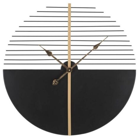 Orologio da parete in ferro color nero e oro per salotto e cucina