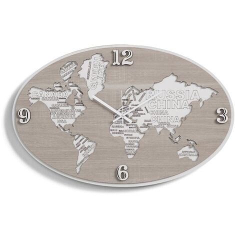 Orologio da parete in legno laminato PLANISFERO2 70x45 cm BRC