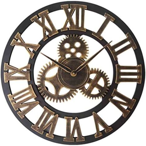 Orologio da parete in metallo con numeri romani, silenzioso e senza ticchettio, vintage, decorazione per la casa, per soggiorno, cucina, bar, hotel, ufficio, 40 cm