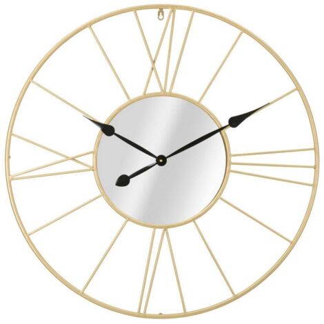 Orologio da parete in metallo con specchio per salotto e cucina