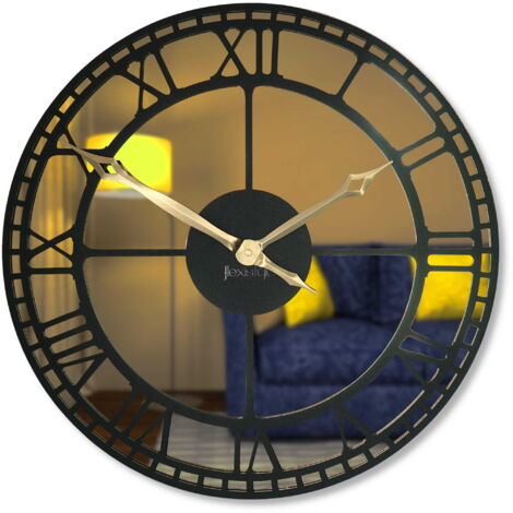 Orologio da parete in metallo nero specchio oro 50cm