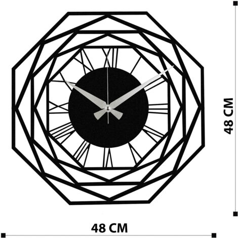 Orologio da parete in metallo, orologio decorativo, stile industriale Clock Nero
