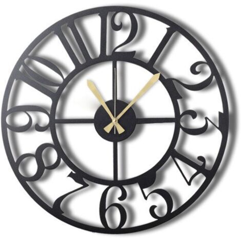 Orologio da parete in metallo, orologio decorativo, stile industriale Clock Nero