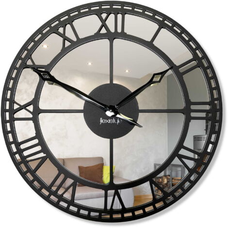 Orologio da parete in metallo specchio nero 50cm