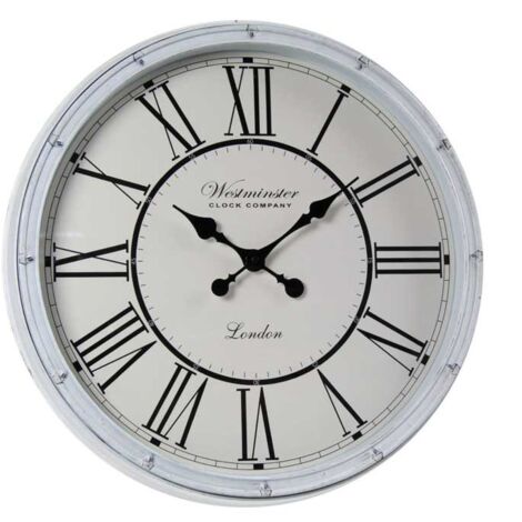 OROLOGIO DA PARETE IN PLASTICA E VETRO CON NUMERI ROMANI 50X5 CM BIANCO