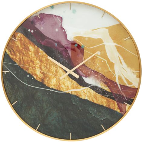 Orologio da Parete Mity 5x80x5 cm in Vetro MDF e Metallo Multicolor