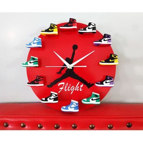 Orologio da parete modello scarpa tridimensionale 3D Arredamento per ufficio e casa Sport NBA Basket Basket, Rosso