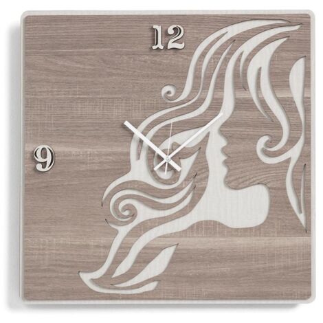 Orologio da parete moderno 50X50 WOMAN in legno laminato TRS