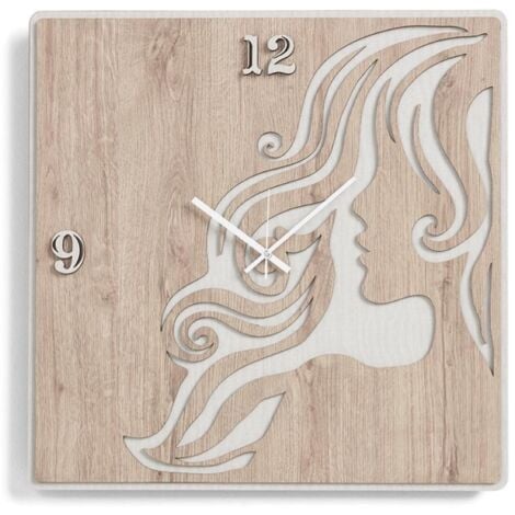 005123 - Orologio da parete rettangolare legno laminato GATTO