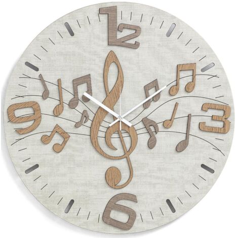 Orologio da parete moderno D30 cm MUSIC in legno laminato TRS