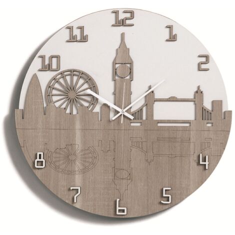 Orologio da parete moderno D50 ENGLAND in legno laminato BRC