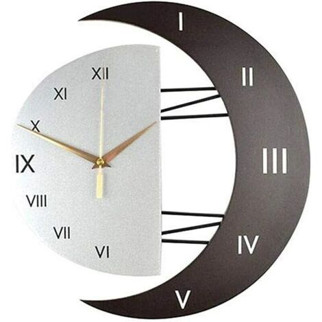 Orologio da parete moderno, design moderno, orologio da parete creativo con cornice a forma di luna, orologio da cucina, orologio da parete per la casa (33 x 33)