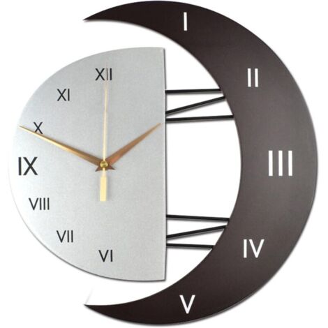 Orologio da parete moderno e silenzioso, orologio da cucina creativo a forma di luna, orologio accessorio per la casa, 32