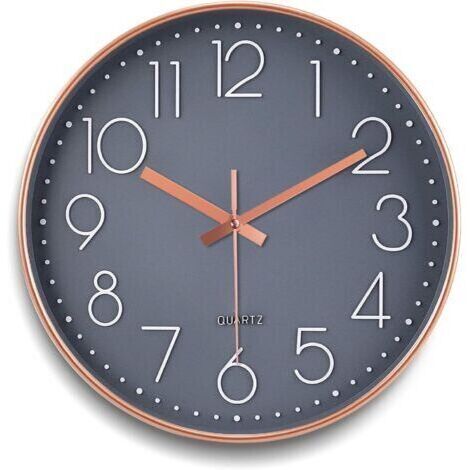 Orologio da parete moderno, rotondo, da 30 cm, al quarzo, silenzioso, stile moderno per casa/cucina/ufficio - a batteria