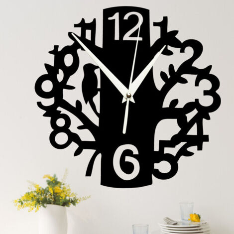 Orologio da parete, orologio decorativo, nero, legno MDF, stile contemporaneo, analogico, soggiorno - Dimensioni: 30 x 30 cm