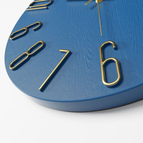 Orologio da parete per soggiorno, 30 cm (12 pollici) con lettere dorate e blu