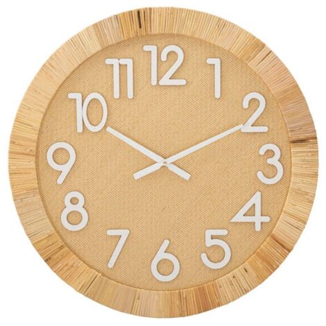 Orologio da parete Plus in rattan e legno MDF per salotto e cucina