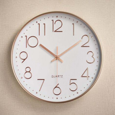 Orologio da parete rotondo, 30 cm, Orologio da parete piccolo, design classico, batterie, bianco