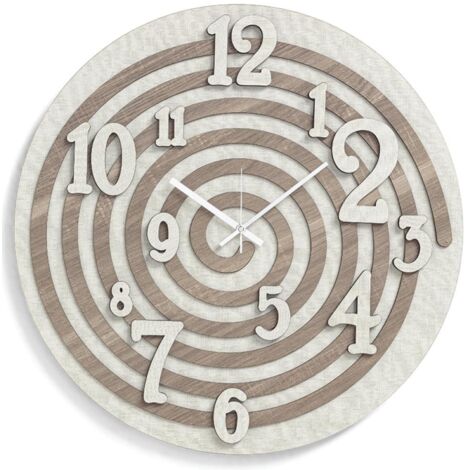 Orologio da parete rotondo D30 cm in legno laminato TRS - SPIRALE