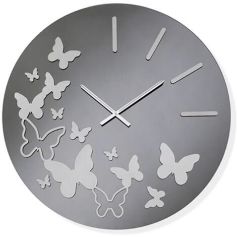 Orologio da parete rotondo D60 cm in cristallo Fume' BUTTERFLY