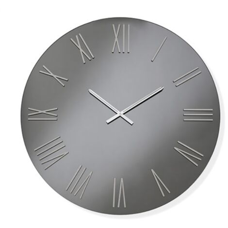 Orologio da parete rotondo D60 cm in cristallo Fume' e numeri Argento - SEAN