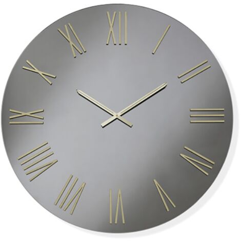 Orologio da parete rotondo D80 cm in cristallo Fume' e numeri Oro - SEAN