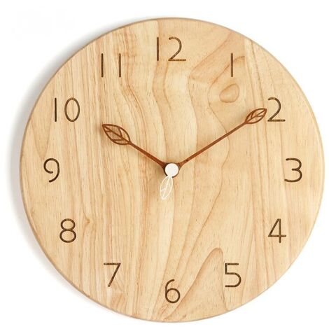 Orologio da parete rotondo in legno vintage, silenzioso, senza ticchettio, facile da leggere, per casa/ufficio