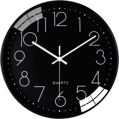 Orologio da parete rotondo - Orologio analogico moderno - Silenzioso, a batteria - 1 pezzo - Per interni - Nero