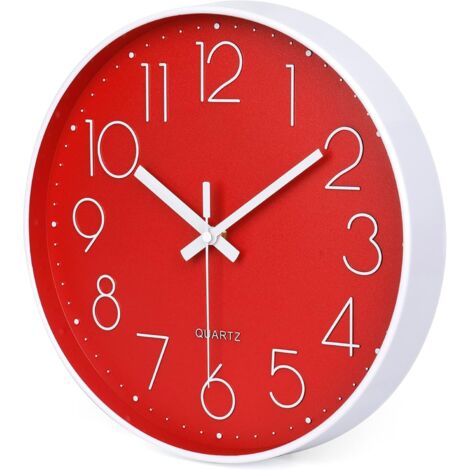 Orologio da parete rotondo, silenzioso, senza ticchettio, a batteria, orologio al quarzo di qualità premium - 30 cm