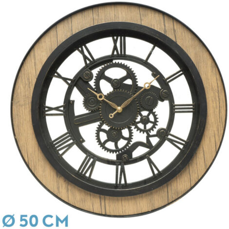 Orologio da parete RUBITE rovere nero 50x50x5 cm movimento continuo
